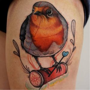 Robin tattoo by Miss Sucette #robin #MissSucette #bird