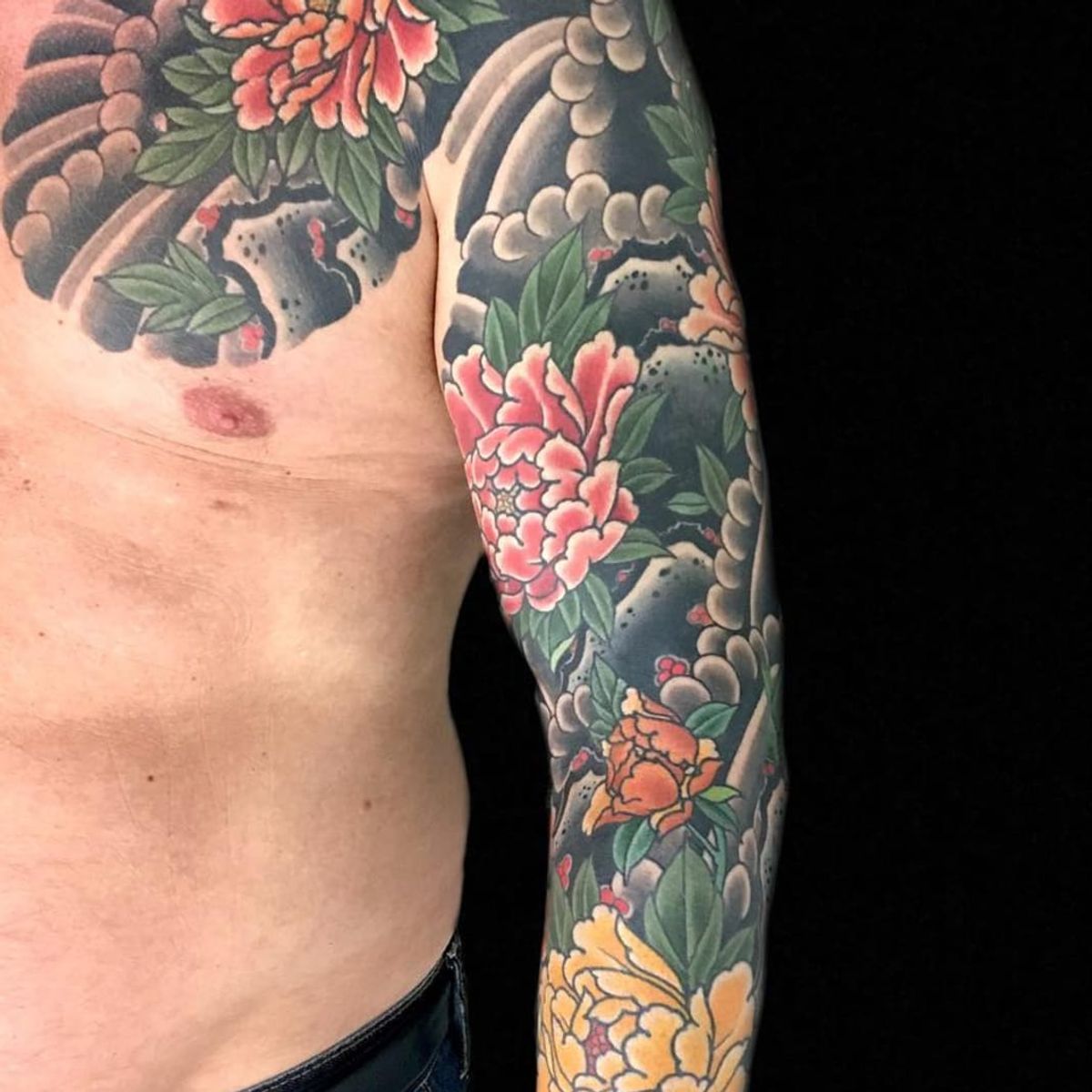 Tattoo uploaded by Ross Howerton • A sleeve full of peonies by Henning ...