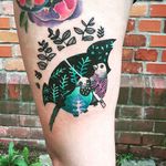 Psychedelic birds tattoo by Joanna Świrska. #JoannaSwirska #psychedelic #trippy #flora #fauna #nature #contemporary #animal #bird