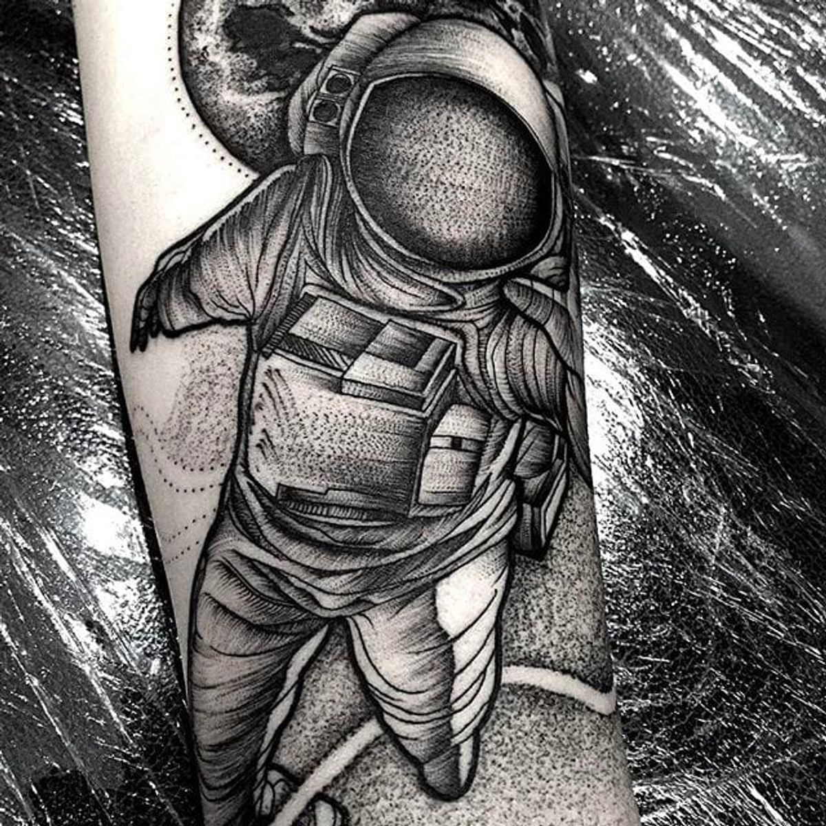 Tattoo uploaded by minerva • Astronaut Chaotic Blackwork Tattoo by ...