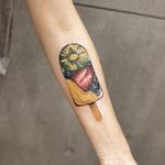 Fruit pop tattoo by Chenjie.newtattoo #Chenjie.newtattoo #desserttattoos #color #watercolor #realism #realistic #fruit #popsicle #sweets #sweet #cute #food #foodtattoo #kiwi #strawberry #peach #blueberry