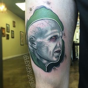 Voldemort Tattoo by Jonathan Penchoff #Voldemort #HarryPotter #HarryPotterTattoos #JonathanPenchoff