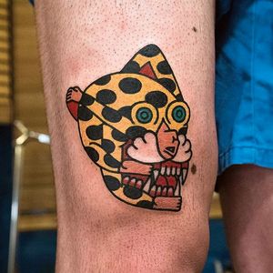 Cheetah double image illusion tattoo by Woohyun Heo. #doubleimage #doubleface #double #woo #wootattooer #woohyunheo #southkorea #southkorean #cheetah