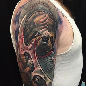 Worf Sloth Tattoo by Eddie Stacey #sloth #slothtattoo #slothtattoos #slothdesign #funtattoos #EddieStacey
