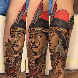 Native American Tattoo by Piotr Gie #NeoTraditional #NeoTraditionalArtist #NeoTraditionalTattoos #ModernTattoos #BoldTattoos #PiotrGie