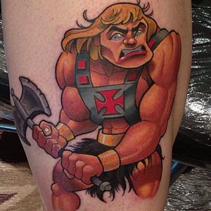 He-Man tattoo by Marty McEwen. #newschool #He-Man #Heman #cartoon #comicbook #comics
