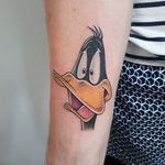 Daffy being daffy (via IG—bb_tattooer) #LooneyTunes #American #Looney #Cartoons