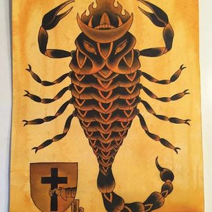 Awesome scorpion illustration. Tattoo design by Chris O'Donnell. #ChrisODonnell #TraditionalJapanese #KingsAvenueTattoo #NewYorkTattooer #oriental #easternculture #scorpion #asianart