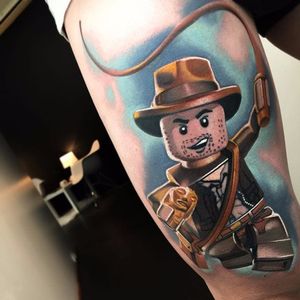 Indiana Jones versão LEGO #LeviBarnett #realismo #realism #tattooartist #tatuador #nerd #geek #IndianaJones #lego #filme #movie