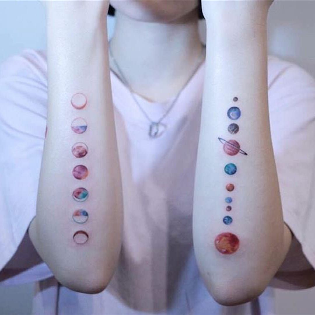 Minimalist inspired solar system by Annie Lawrence at inkfluence in  Lubbock  rtattoos