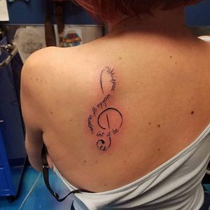 Let It Be lyrics twist into a treble clef (via IG—marie.tattoo) #PlayItAgain #LyricTattoo #MusicTattoo #TheBeatles #LetItBe