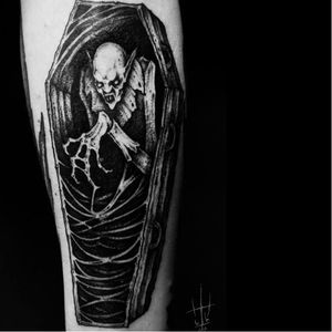 Nosferatu monster tattoo by Sergei Titukh #SergeiTitukh #blackwork #monster #nosferatu #vampire