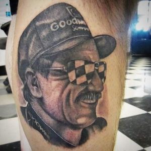 Dale tribute piece by Tommy Peters (via IG -- tommypeterstattooart) #tommypeters #nascar #nascartattoo