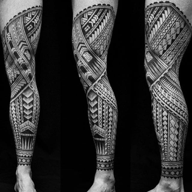 40 Polynesian Leg Tattoo Designs For Men  Manly Tribal Ideas