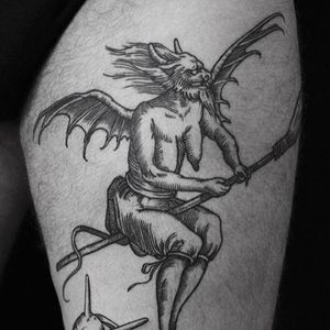 Blackwork devil tattoo by Korv Kori. #KorvKori #blackwork #devil #demon #dark #evil #demonic #disturbing