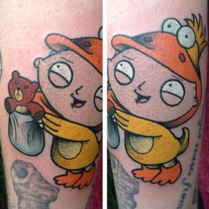 Stewie Griffin tattoo by Shane Copeland #StewieGriffin #ShaneCopeland #FamilyGuy #tvshow (Photo: Instagram)