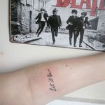 Let It Be with a Beatles record (via IG—teenaleite) #PlayItAgain #LyricTattoo #MusicTattoo #TheBeatles #LetItBe