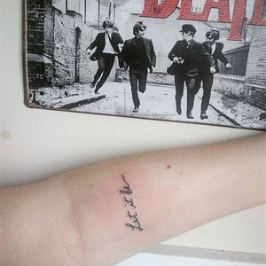 Let It Be with a Beatles record (via IG—teenaleite) #PlayItAgain #LyricTattoo #MusicTattoo #TheBeatles #LetItBe