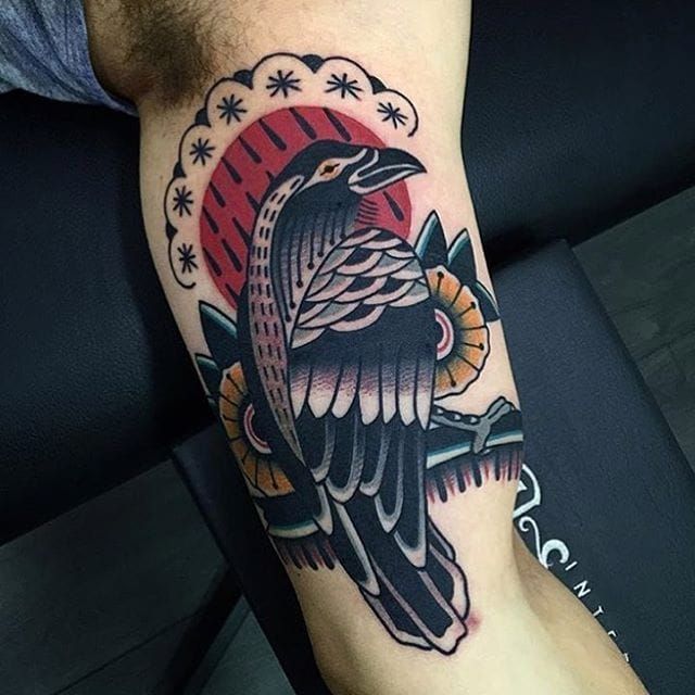 Neotraditional Raven 9 hour session by Francisco at Sage Tattoo Ottawa   rtattoos