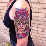 Alice in Wonderland Cheshire cat headdress tattoo by Ashley Newton #cheshirecat #aliceinwonderland #headdress #animalheaddress
