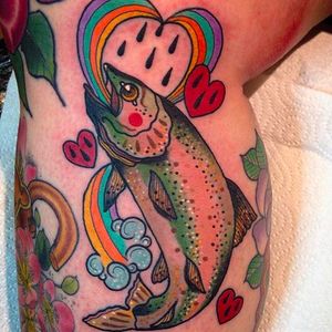 Fish and Rainbow Tattoo by Jody Dawber @JodyDawber #JodyDawber #JodyDawbertattoo #Jaynedoeessex #UK #fish #Rainbow