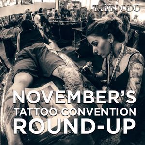 A photo of a tattooist doing work at a large convention. (Photo by Jessica Paige) #November2016 #tattooconvention