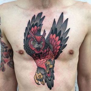 Owl Tattoo by Magda Hanke #owl #bird #owltattoo #neotraditional #neotraditionaltattoo #neotraditionaltattoos #neotraditionalartist #MagdaHanke