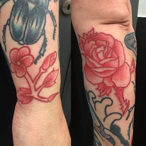 Red Ink Tattoo by Igor Gama #redink #redtattoos #red #IgorGama #flower #flowertattoo #redinktattoo