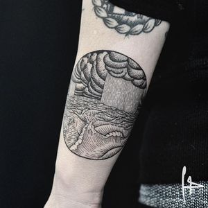 Escher inspired linework tattoo by Harry Plane. #escher #linework #blackwork #sea #ocean #HarryPlane