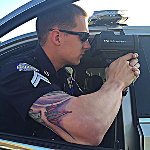 Police officer via Instagram farrell_tyler31 #police #policeofficer #lawenforcement #employed #publicservice #employment #tattoos #tattooedprofessional