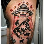Alien Abduction Tattoo by Alex Wild #alienabduction #alien #ufo #scifi #AlexWild