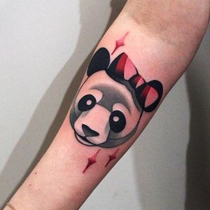 Cute panda! by Denis Marakhin #panda #bow #black #grey #red #DenisMarakhin