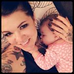 Pictured, Cara Massacre and baby daughter. #CaraMassacre #tattooedmom