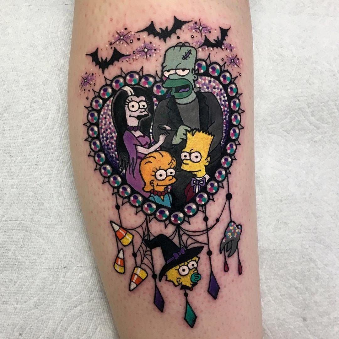 Iconic Lisa Simpson crying tattooed on the inner