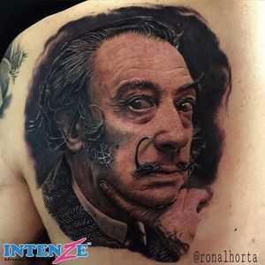 Ronald also slays it in black and grey love this Salvador Dali Photo from Ronald Horta on Instagram #RonaldHorta #hyperealism #realistic #colombiantattooers #tatuadorescolombianos #portrait #SalvadorDali
