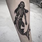 Mermaid tattoo by @Garaskull #skeleton #black #blackwork #xray #mermaid