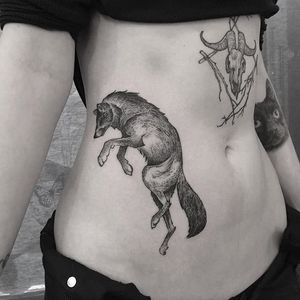 Wolf Tattoo by Johannes Folke #wolf #blackworkwolf #blackwork #blackink #illustrative #JohannesFolke