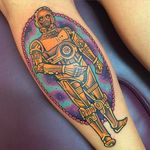 Awesome C3PO Tattoo by Sarah K @SarahKTattoo #SarahKTattoo #SouthAustralia #Neotraditional #Colorful #Pop #bright_and_bold #Neotraditionaltattoo #C3PO