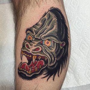 Gorilla Tattoo by Gregory Whitehead #gorilla #gorilltattoo #traditionalgorilla #edhardyinspired #edhardygorilla #GregoryWhitehead