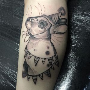 Rabbit tattoo by Amy Victoria Savage #AmyVictoriaSavage #dotwork #animal #rabbit