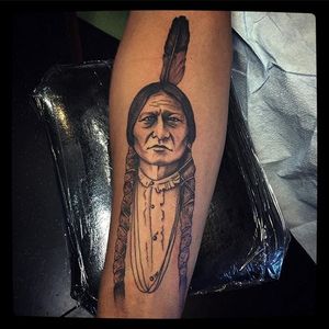 Sitting Bull Tattoo by Julie Bolene #SittingBull #NativeAmerican #Portrait #JulieBolene