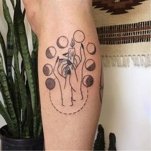 Moon phases via instagram tealeigh #moon #moonphases #hands #candles #handpoked #stickandpoke #tealeigh