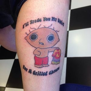 Stewie Griffin tattoo by Nathan Rawlings #StewieGriffin #NathanRawlings #FamilyGuy #tvshow (Photo: Instagram)