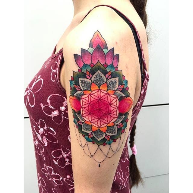 Mandala and Rose tattoo by Pedro Goes