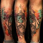 Skull Hourglass Tattoo by Martynas Šnioka #skull #hourglass #watercolor #watercolortattoo #abstract #abstracttattoo #graphic #graphictattoo #lithuanian #MartynasSnioka