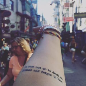 Harry Potter quote tattoo of lisztomaniansinger via Tumblr. #harrypotter #hp #popculture #book #film #minimalist #subtle #simple #quote