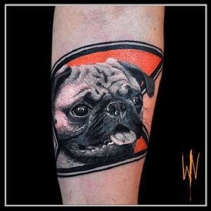 Neo LowBrow tattoo by William Nascimento #Pug #dog #orange #realism #WilliamNascimento #neolowbrow