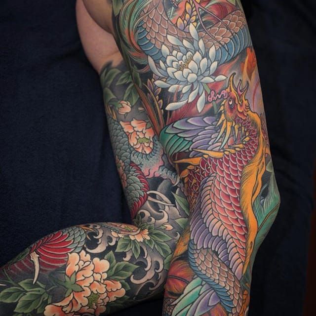 Tattoo uploaded by Ross Howerton • Some of the most amazing Irezumi leg  sleeves of all time by Johan Svahn (IG—johansvahntattooing). #Irezumi  #Japanese #phoenix #snake #traditional #sleeves • Tattoodo