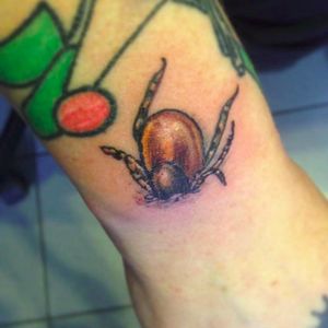 Tick tattoo by Joyce Verstraeten (via IG -- joyce_inksideout) #JoyceVerstraeten#tick #ticktattoo