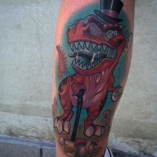 Tatuaje de T-Rex por Henri Middlemass #trex #dinosaur #newschool #newschoolartist #bold #australianartist #HenriMiddlemass